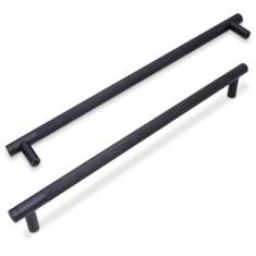 Imagem de BUKOBYHE Pacote com 10 puxadores de armário de cozinha preto fosco 320 mm Puxadores de armário serrilhados puxadores de gaveta pretos puxadores de cozinha