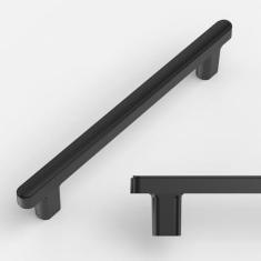 Imagem de Amerdeco Pacote com 10 puxadores de armário preto fosco de 128 mm (5 pol.) Orifício central de gaveta puxadores de armário de armário de cozinha puxadores de armário de cozinha para puxadores de