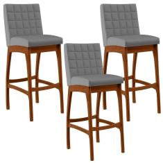 Imagem de Kit 03 Banquetas Altas Mila Facto Cinza Fosco