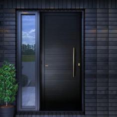 Imagem de Porta de Aluminio Lambril 210x100cm com Puxador Super Brimak Preto Dourado
