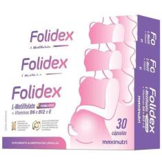 Imagem de 3 Caixa Folidex L-Metilfolato + Vitaminas B6 B12 E E 30 Cápsulas Maxin