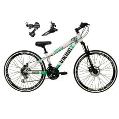 Imagem de Bicicleta Aro 26 Vikingx Tuff 21v Alumínio Câmbio Shimano Freio a Disco Aros Vmaxx Preto - Branco\Verde  X25
