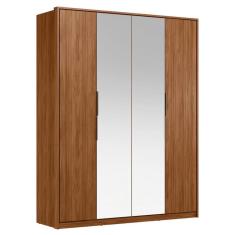 Imagem de Guarda Roupa Casal 4 Portas Com Espelho E 3 Gavetas Attore Nogueira Touch