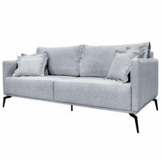 Imagem de Sofá Decorativo 2 Lugares 180cm Pés Em Aço Stagno Linho Cinza Rústico