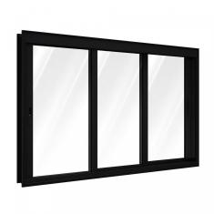 Imagem de Janela de Aluminio Correr Lateral 3 Folhas Móveis 100x150cm Lucasa Preto