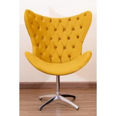Imagem de Poltrona Decorativa Egg Pé Giratório de Alumínio Capitonê