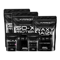 Imagem de Kit 2x Whey Protein Iso-X Complex 900g + BCAA 100g + Creatina 100G + Waxy Maize 800g -XPRO Nutrition-Unissex
