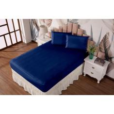 Imagem de Jogo De Lençol 3 Peças Casal Com Elastico Malha Gel Lisa Varias Cores