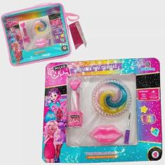 Imagem de Kit Maquiagem Infantil Makebrinq Polibrinq MK09 Pirulito