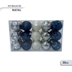 Imagem de Kit 30 Bolinhas De Natal Enfeite Natalino 6cm Azul - Wincy - Natal