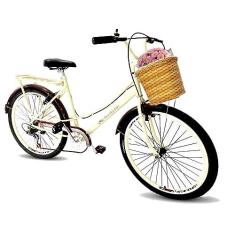 Imagem de Bicicleta Aro 26 retrô tipo ceci cesta 6 marchas mary bege