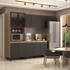 Imagem de Cozinha Completa Torino 11 Portas 2 Gavetas Avena Touch/Grafito - Pnr Móveis