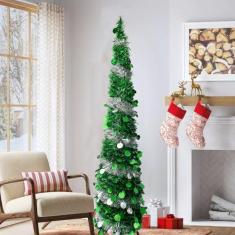 Imagem de Árvore de Natal pop-up de 1,5 m com suporte DecorSea linda árvore de Natal artificial dobrável para decorações de Natal, ambientes internos e externos
