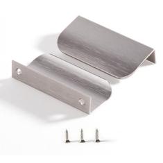 Imagem de Satanga Puxador de dedo Edge para armários Puxadores de gaveta de cozinha de alumínio escondido para montagem traseira maçaneta para casa pacote com 5 modernos níquel escovado 8 cm comprimento total