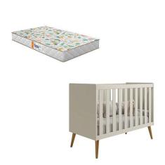 Imagem de Berço Americano Isis Areia Acetinado com Colchão Gazin - Reller