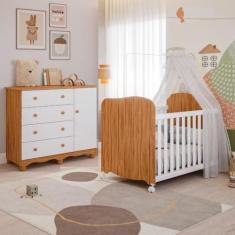 Imagem de Quarto de Bebê Completo Berço Americano Uli Cômoda 1 Porta 3 Gavetas 100% MDF Junior