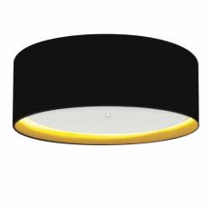 Imagem de Plafon Cilíndrico Md-3008 Cúpula em Duplo Tecido 60x25cm Preto / Amarelo - Bivolt