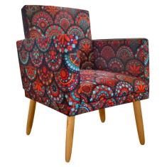 Imagem de Poltrona Cadeira Decorativa Nina Encosto Alto Rodapé Mandala 