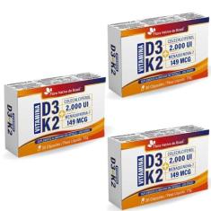 Imagem de 3x Vitaminas D3 + K2 30Caps (2000UI D3 e 149mcg K2) 500mg