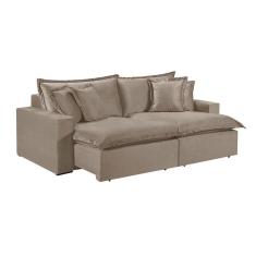 Imagem de Sofá 3 Lugares Retrátil Com Encosto Fixo Linho M-145 Martins Bege