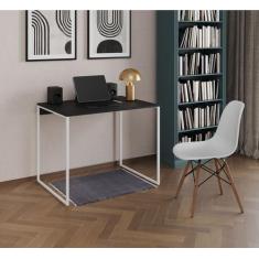 Imagem de Mesa Escrivaninha Industrial Tampo de Madeira 90x53cm Ferro Branco - I