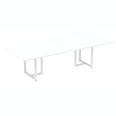 Imagem de Mesa De Reunião Retangular 200 X 90 Cm Pé Tub Pe25 Em Mdp Branca Base Branca