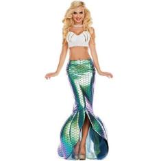 Imagem de Conjunto Saia e Top Fantasia Adulto Cosplay Halloween Carnaval Sereia 