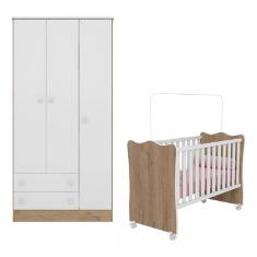 Imagem de Quarto De Bebê Com Berço E Guarda-roupa Armário 3 Portas - Móveis Leartam