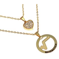 Imagem de Colar Duplo Minha Profissão Matemática Folheado Ouro 18k