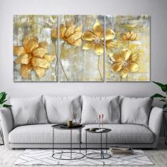 Imagem de Quadro 60x120cm Canvas Abstrato Flores Efeito  Decorativo Sala de estar Quartos e Corredores