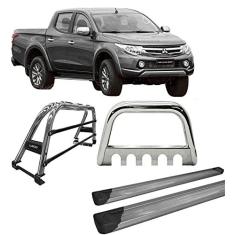 Imagem de Kit Quebra Mato +Estribo Plat +Santo Ant Duplo 20 L200 CROMO