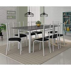Imagem de Conjunto de Mesa Cordoba com 8 Cadeiras Lisboa  Prata com  Liso