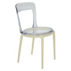 Imagem de Cadeira Plastica Montavel Luna C Base Bege E Assento Transparente