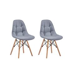 Imagem de Kit 2 Cadeiras Charles Eames Botonê Eiffel Wood Estofada Couro Trato