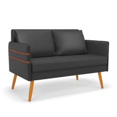 Imagem de Namoradeira 02 Lugares Mari Corino Preto Pés Palito Castanho