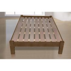 Imagem de Cama Queen Size Turca De Madeira Maciça Angelim Pedra/Tauari - Cor Imb