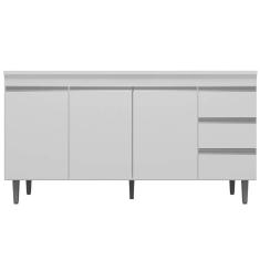 Imagem de Balcão de Pia 160 cm Adriana 3 Portas e 3 Gavetas Branco