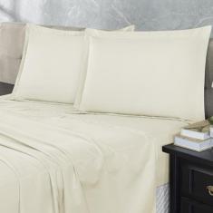 Imagem de Jogo Lençol Elastico 300 Fios Queen 4 Peças Hotel Marfim - Enxoval Vip