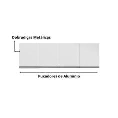Imagem de Armário Aéreo Branco Suspenso P/ Cozinha Andreia 150cm c/ 4 Portas - A