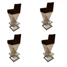 Imagem de Kit 04 Banquetas Luma Base de Ferro Sued Marrom - D'Classe Decor