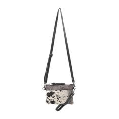 Imagem de Merbaa Bolsa feminina de couro bovino natural com alça ajustável destacável bolsa de couro massageador bolsa tiracolo, Preto, Medium