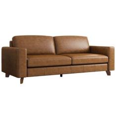 Imagem de Sofá 3 Lugares Sala de Estar Recepção 220cm Presley Couro Caramelo G52
