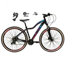 Imagem de Bicicleta Feminina Aro 29 Ksw Mwza 27v Shimano Altus Freios Hidráulicos Pneu Bege - Preto-pink-azul Tam.17
