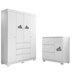 Imagem de Guarda Roupa Infantil Ane 4 Portas mais Cômoda Em Mdf Com Pés - Phoeni