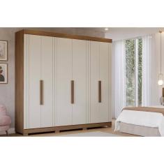 Imagem de Guarda Roupa Casal 6 Portas C/ Espelho E Pés Cecilia Avelã/off White - Panan