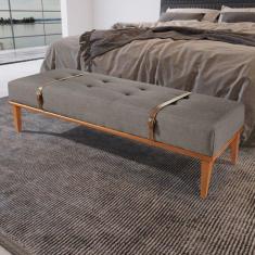 Imagem de Recamier Em Linho 150cm Com Cinto Em Couro Yarin Cinza