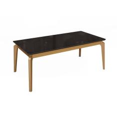 Imagem de Mesa De Jantar Kappesberg Em Madeira Maciça Com Tampo De Vidro Preto Fosco 200cm