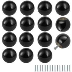 Imagem de FoDau770 15 maçanetas de madeira preta, puxadores redondos de armário de bola vintage, ferragens de armário de madeira natural para móveis, gavetas, cômodas, guarda-roupas, armários - 3,5 cm de