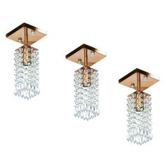 Imagem de Kit 3 Lustre Clearcrillic Cristal Acrílico Quadrado Cobre