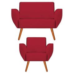 Imagem de Namoradeira + Poltrona Jolly Suede Vermelho